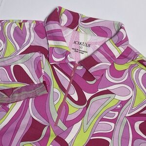 ICIKULS IBKUL Women's Medium Mesh Long Sleeve 1/4 Zip Pink‎ Green White Golf